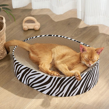 Conlun Cat Scratcher Bed, 2 in 1 Oval Cat Scratching Board Indoor Kitty Scratch Pad Corrugated Cardboard Lounge Bowl Nest Couch Sofas Kittens, Includes Cat Toy, Christmas