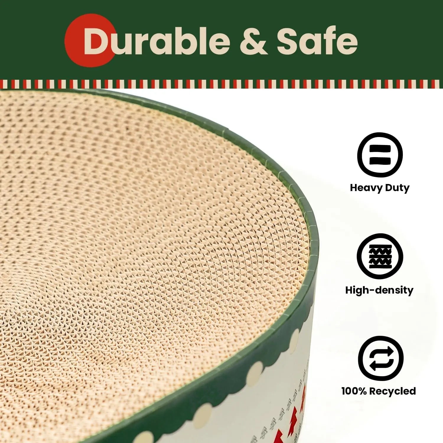 Conlun Cat Scratcher Bed, 2 in 1 Oval Cat Scratching Board Indoor Kitty Scratch Pad Corrugated Cardboard Lounge Bowl Nest Couch Sofas Kittens, Includes Cat Toy, Christmas